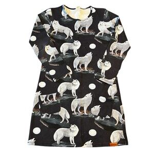 Walkiddy Girls Dress 146 11yr Wolf Long Sleeve Pockets